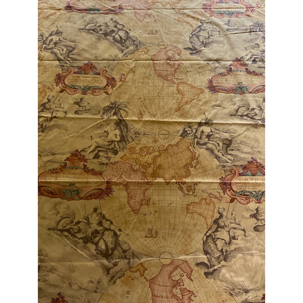 Pierre Frey Paris "Planisphere" fabric vintage swatch light weight 2 yrd 22”